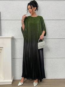 Yasmyna Women's Casual Round Neck Long Dress For Party, Daily Wear - Army Green - View 6