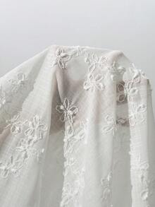 Boho Mama Maternity Embroidered Mesh Petal Sleeve Elegant Dress - Apricot - View 3