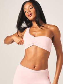 Missguided x Playboy Light Pink One Shoulder Asymmetric Crop Top And High Rise Flared Leggings Set With Print - Pink - View 3