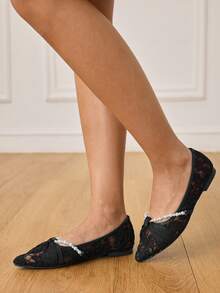 CUCCOO HITCHD 女士优雅时尚仿珍珠装饰鞋 - 黑色 - 查看 8