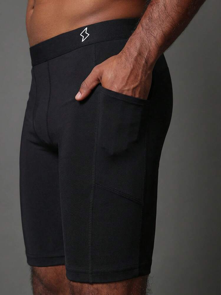 Black Compression Shorts With Logo