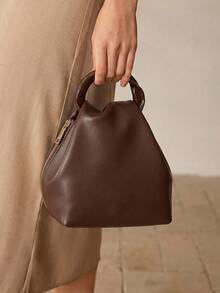 MOTF PREMIUM WOMEN'S SOLID COLOR PLEATED HANDBAG, EXQUISITE AND SIMPLE COMMUTING DAILY WEAR - Coffee - View 6