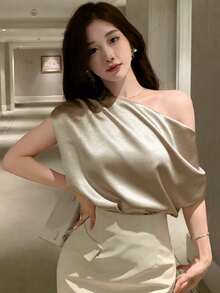 DAZY Women's Floral Print Design Shirt, New Arrival Spring/Summer - Khaki - View 3