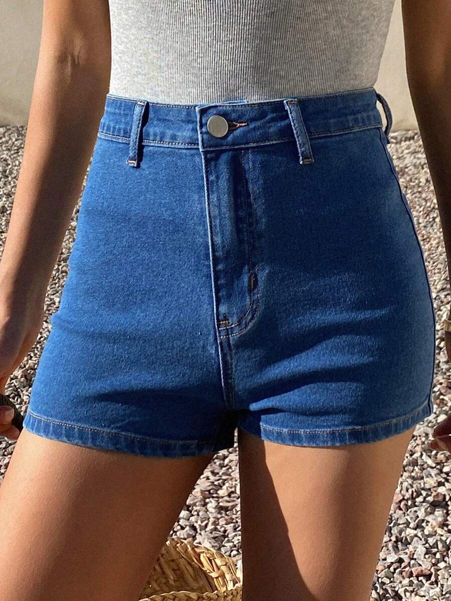 DAZY Women's Casual Washed Pocket Shorts, Summer - Medium Wash - View 1