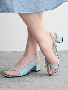 CUCCOO BIZCHIC Simple And Fashionable Sandals For Women's Summer Outer Wear, Spring And Summer New Open-Toed Back Strap Thick Heel High Heels, Side Air Commuting Temperament Women's Shoes - Mint Blue - View 5