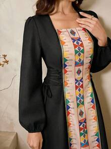 Al Najma Đầm maxi Thổ Nhĩ Kỳ thanh lịch dành cho nữ, kiểu dáng truyền thống Ả Rập, mẫu mới mùa Xuân/Hè. - màu đen - Xem 6