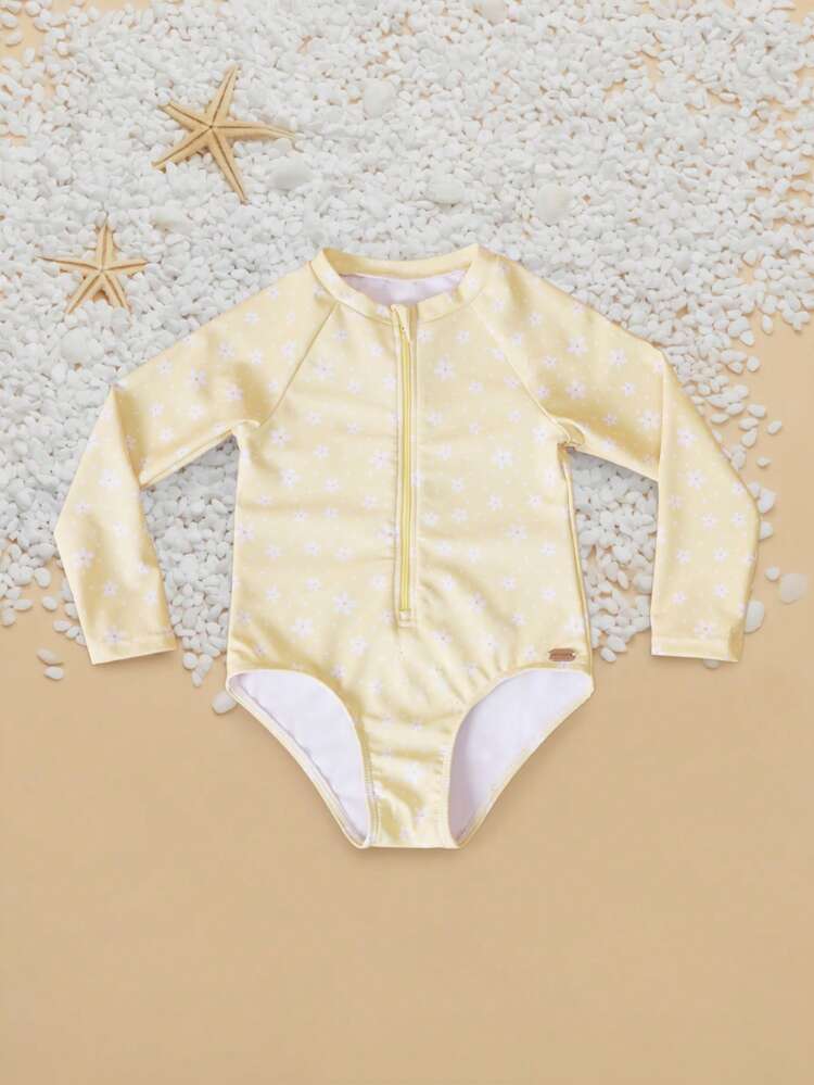 Long Sleeve Rash Guard With Floral Print