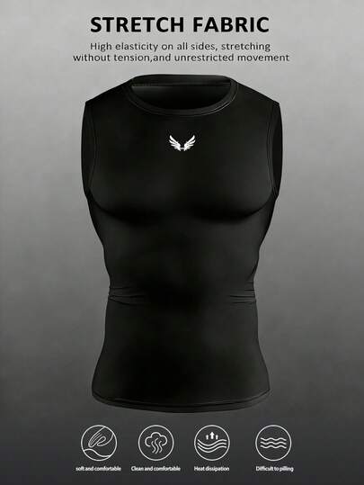 Manfinity Sport Corelite Camiseta de tirantes casual y deportiva con estampado de alas para hombres