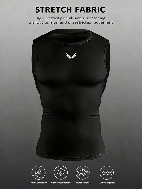 Manfinity Sport Corelite Camiseta de tirantes casual y deportiva con estampado de alas para hombres