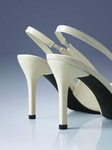 CUCCOO GRLICON Apricot Patent Leather Metal Buckle Pointed Toe Stiletto High Heel Sandals, Luxury Commuting Elegant - Apricot - View 3