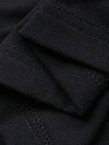 FRIFUL Women's Summer Casual Commuting Mesh Patchwork T-Shirt - Black - View 8