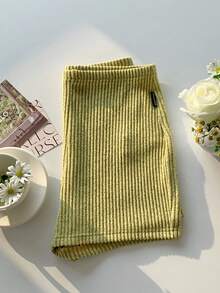 Comfortcana Pale Yellow Women's Ribbed Super Short Leggings - Pale Yellow - View 4