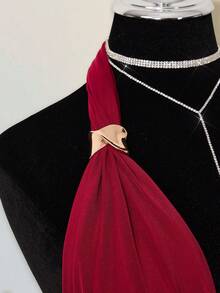 SHEIN ICON Đầm ngắn gợi cảm cổ chữ V khoét sâu, lưng hở, đính kim loại, dành cho nữ, thanh lịch cho buổi tối đi chơi hoặc kỳ nghỉ hè. - Đỏ - Xem 6