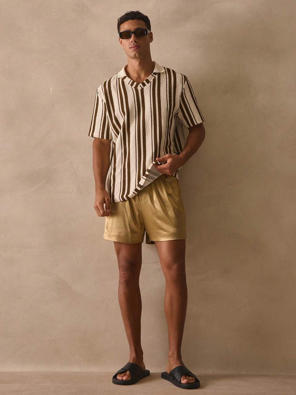 Boxer Style Look Elasticated Waistband Swim Shorts Branded Patch Detailing Spring Summer Essentails Holidays Beachy Poolside