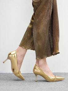 CUCCOO BIZCHIC Women Shoes Gold Women's High Heel Shoes Sexy Thin Heel Pointed Women's Shoes Outdoor Daily Commuter Party Shoes Banquet Women's Shoes Spring Shoes - Gold - View 5