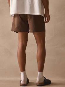 Musero Pleat Front Double Belt Detailing Tailored Smart Look Short Spring Summer Essentials - Brown - View 5
