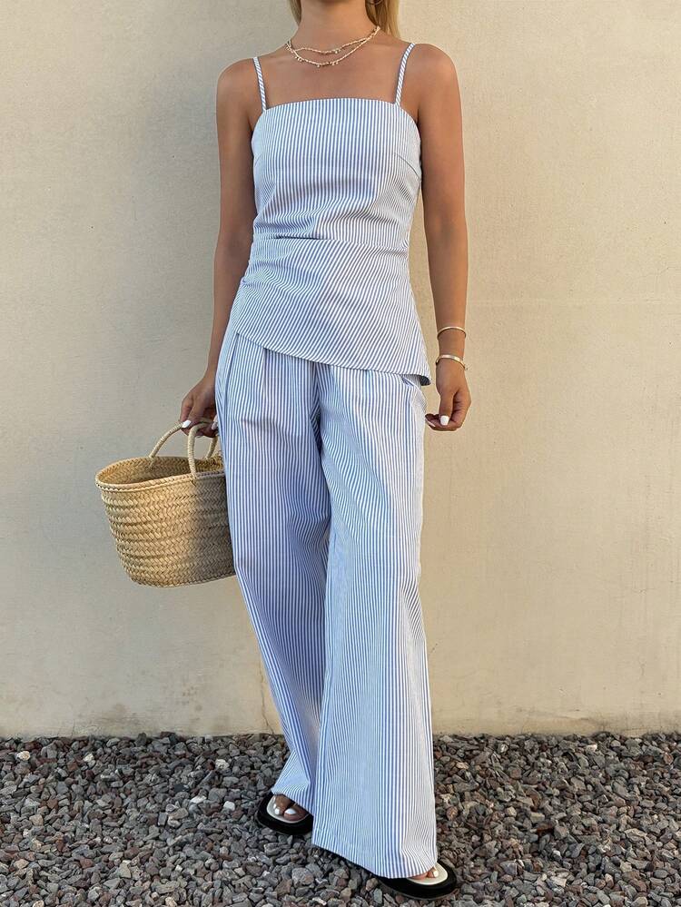 2pcs/Set Women Cotton Camisole Top And Casual Pants