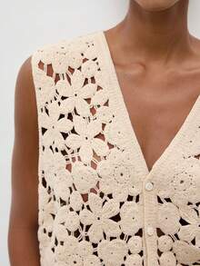 Maija Women's Bubble Floral Pattern Cardigan - Apricot - View 3