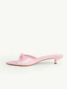 CUCCOO CHICEST 女士时尚优雅通勤蝴蝶结装饰高跟凉鞋 - 粉色 - 查看 5