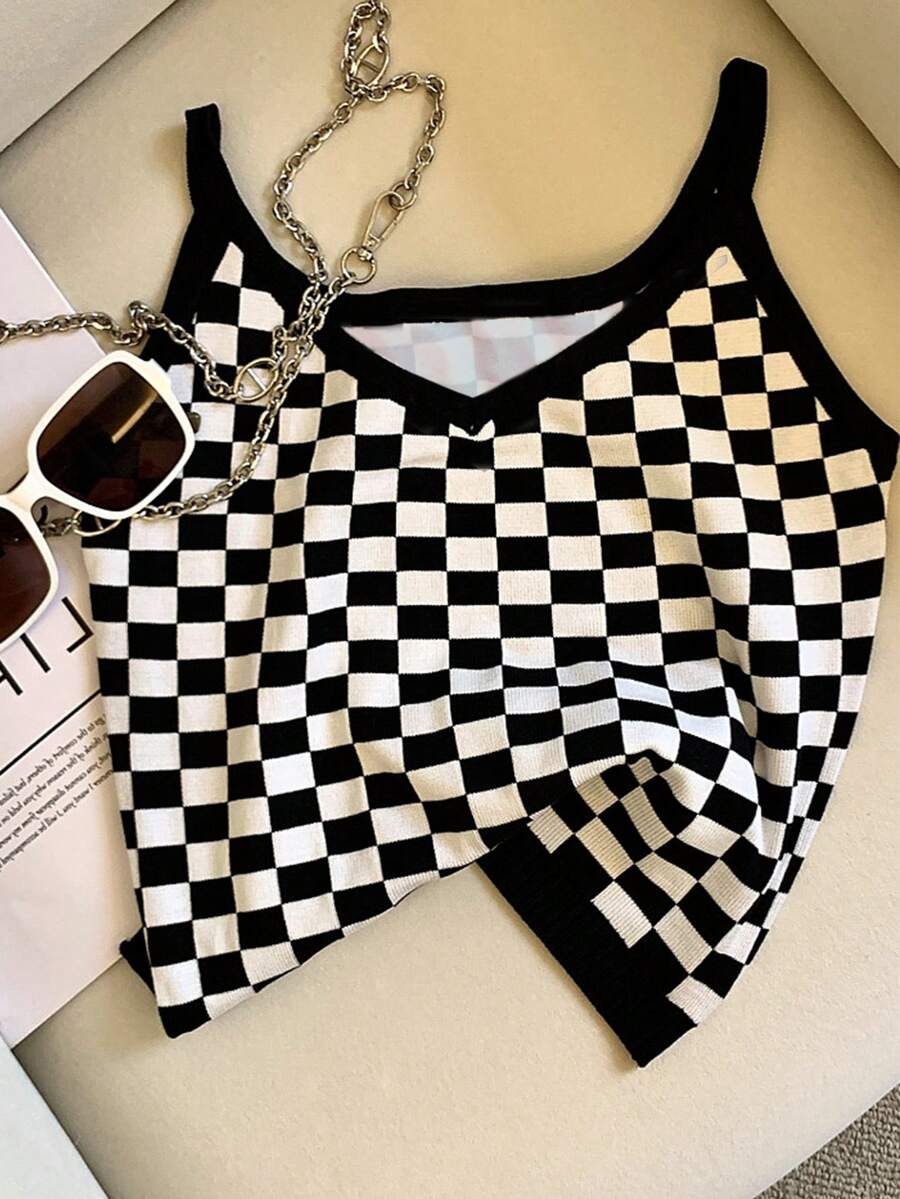 GlowEve Women Checkered Casual Versatile Daily Wear Camisole Top - Multicolor - View 1