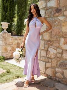 KARISMINA Women's Spring/Summer Fashion Casual Romantic Minimalist Elegant Comfortable Sexy Wedding Guest Dress, Pink & Purple Dress,Women's Summer Dress, Women's Elegant And Romantic Party Loose And Elegant Dress, Vacation And Leisure Romantic Dress, Women's Summer Outfit, Women's Beach Vacation Outfit, Women's Summer Holiday Outfit, Women's Casual Dress, Women's Wedding Guest Dress, Women's Birthday Party Dress, Women's Romantic Vacation Dress, Women's Festival Dress, Women's Knot Strap Dress, Women's F - Mauve Purple - View 6