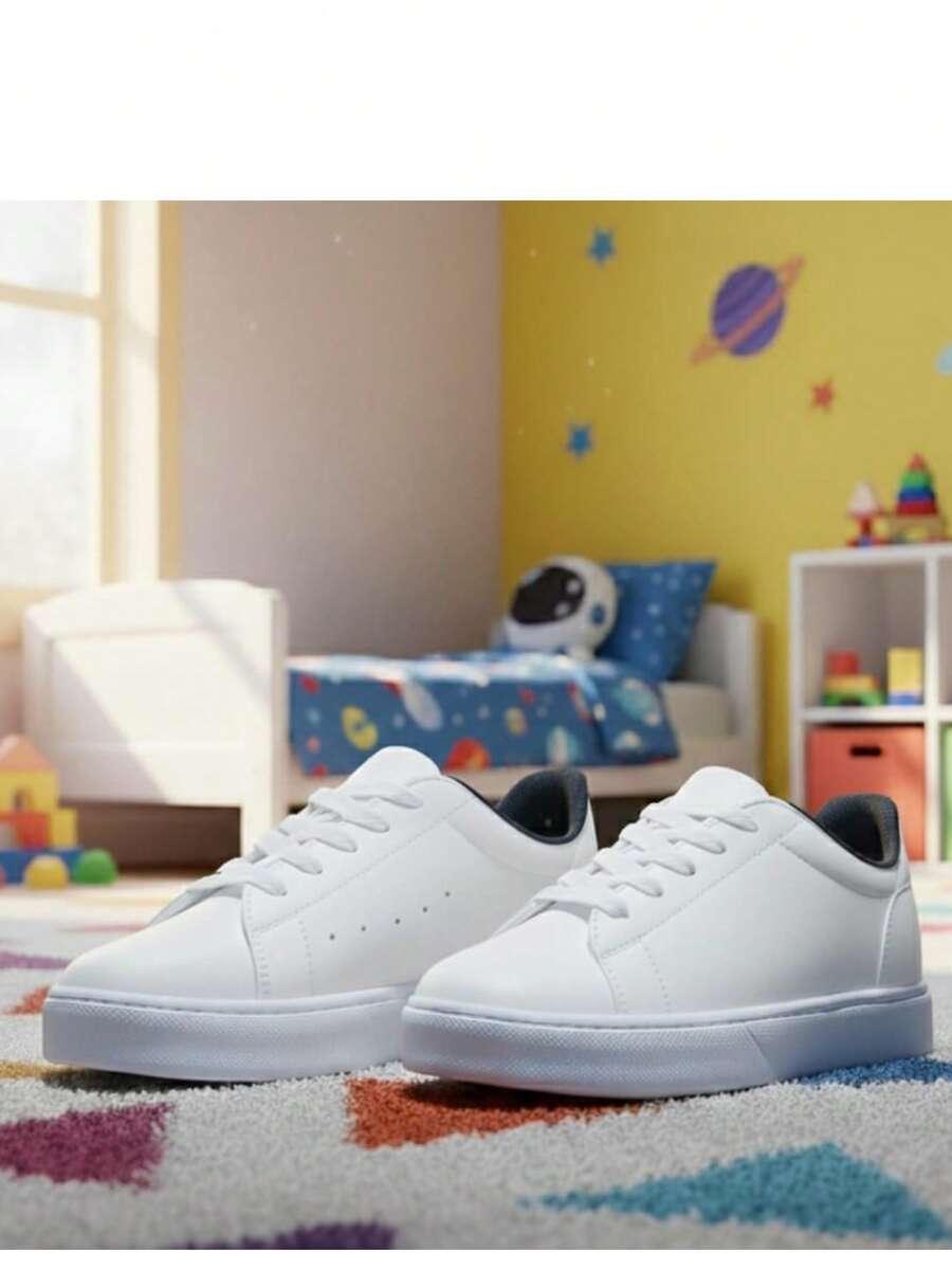 Zapatos Casuales Cómodos Con Suela Blanda Y Cierre De Gancho Y Bucle Para Niños, Unicolor, Nuevos Para Primavera - Blanco - Ver 1