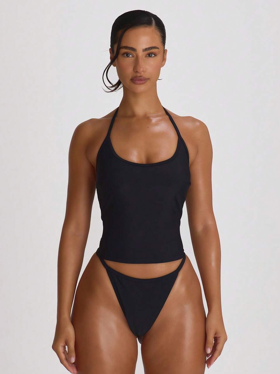 Black Strappy Thong Bikini Bottoms