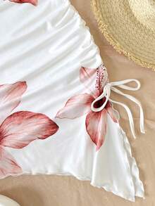 SHEIN 少女休闲简约舒适优雅波西米亚热带针织条纹扭结迷你连衣裙 - 藕粉色 - 查看 3