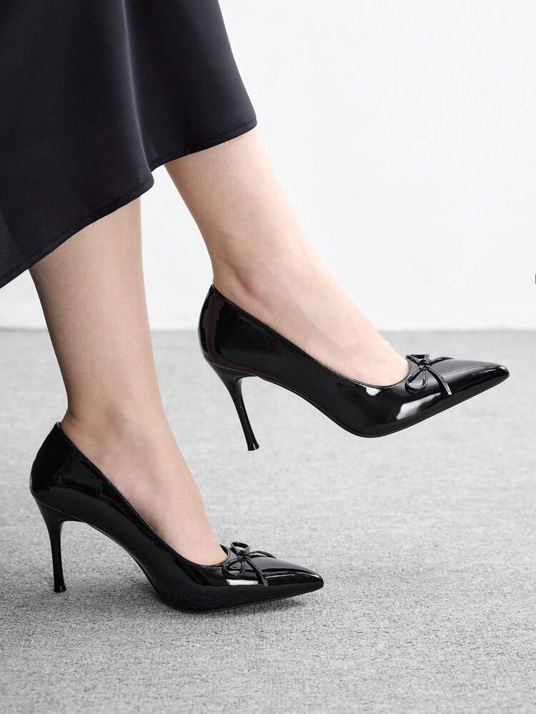 CUCCOO BIZCHIC Women Shoes New Pointed Stiletto Black French Bow Commuting Simple Daily Take To Work Shopping Women's High Heels Shoes Women's Shoes Spring Shoes
