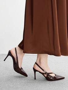 CUCCOO BIZCHIC 女士性感尖头交叉绑带搭扣高跟凉鞋，时尚露跟细高跟鞋，适合夜店派对，春夏款 - 咖啡棕 - 查看 6