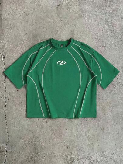 AXEPEAK Camiseta de manga corta casual para hombre con costuras de contraste, para verano