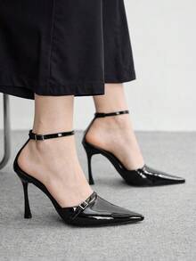 CUCCOO BIZCHIC 女士时尚优雅尖头搭扣高跟鞋 - 黑色 - 查看 5