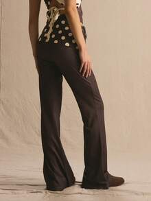 MUSERA Polka Dot Waistband Flared Trousers Only Spring Summer Cosy Cute Daily Girly Vacation Sunlight Social - Multicolor - View 4