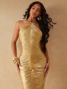 Silquee A Sexy Women's Dress Perfect For Spring/Summer, Suitable For Beach Vacations, Afternoon Tea, Dates, Casual Wear, And Holidays. This Elegant And Sexy Dress Is Ideal For Beach Vacations, Seaside Trips, And Beach Dates. Sexy Maxi Dress. Elegant Dresses For Women, Summer Dress, Beach Dresses, Wedding Party Dress, Wedding Guest Dress For Women Babyphat Filipiniana - Gold - View 4