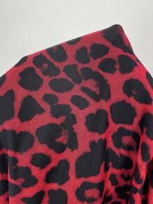 SHEIN EZwear 新款春夏时尚豹纹网纱迷你露背连衣裙，女士露背连衣裙，红色猎豹纹连衣裙，豹纹连衣裙，动物纹连衣裙，红色连衣裙，女士猎豹纹连衣裙，红色豹纹连衣裙，红黑连衣裙，女士长袖圆领露背连衣裙，女士连衣裙，女士红色连衣裙，豹纹长袖连衣裙，豹纹连衣裙 - 紅色 - 查看 6