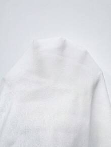 Firerie 大码女士优雅精致派对正式舞会婚礼浪漫纯色缎面荷叶边领不对称下摆蕾丝拼接衬衫，适合外出、鸡尾酒会、婚礼、情人节及各种场合。 - 白色 - 查看 8