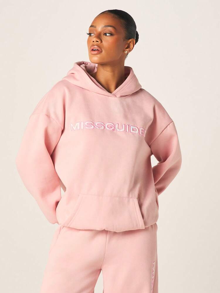 MISSGUIDED Women's Oversized Light Pink Hoodie With Drawstring Hood And Front Centre Pocket Casual Pullover Sweatshirt For Fall Winter