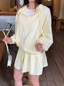 DAZY Women/Girls Korean Style Casual Hooded 2 Pieces Set - Blue - View 6