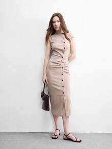 CUCCOO BIZCHIC Sandalias planas de tacón cuadrado francés de alta gama para mujer, nuevas para el verano 2026, con correa y hebilla, de punta abierta - Marrón - Ver 6