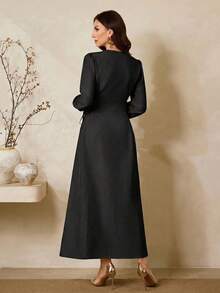 Al Najma Đầm maxi Thổ Nhĩ Kỳ thanh lịch dành cho nữ, kiểu dáng truyền thống Ả Rập, mẫu mới mùa Xuân/Hè. - màu đen - Xem 4