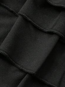 FRIFUL Women's Short Multi-Layer Patchwork Cake Skirt, Solid Color Summer Mini Skirt - Black - View 7
