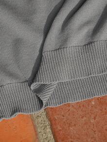 AKNOTIC Business Casual Top tricoté à manches courtes de couleur unie décontracté pour navetteur pour hommes - Gris - Voir 7