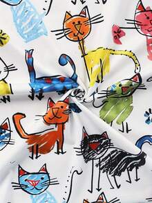 SHEIN Kaos Wanita Ukuran Besar Motif Kartun Kerah Bulat - MultiWarna - View 3