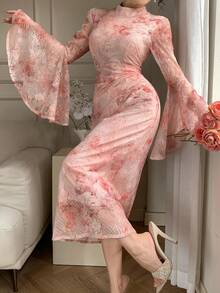 DAZY Women's Elegant Fitted Mid-Length Dress, Suitable For Spring And Summer Occasions - Pink - View 1