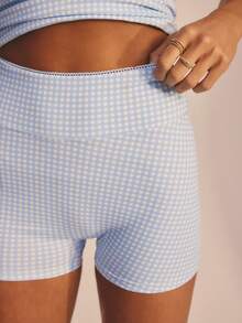 Aralina 褶皱前襟T恤和短裤套装 - 藍白色 - 查看 6