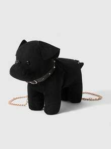 ROMWE Grunge Punk Fashion Personalized Rivet Belt Puppy Bag Chain Slash Shoulder Cute Women's Bag - Black - View 1