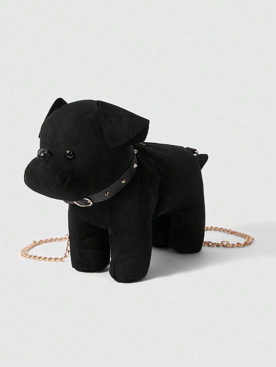 ROMWE Grunge Punk Fashion Personalized Rivet Belt Puppy Bag Chain Slash Shoulder Cute Women's Bag - Black - View 1