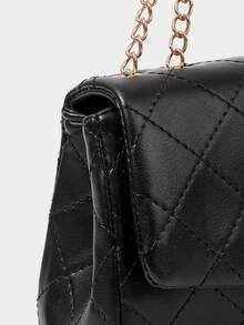 SHECARRY Ladies Vintage Elegant Flip Quilted Bag With Vintage Hardware Pendants For Commuter Dates,CHRISTMAS GIFTS - Black - View 6