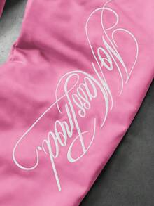 Manfinity Roghcode Men's Casual Sports Letter Print Drawstring Waist Sweatpants - Pink - View 5