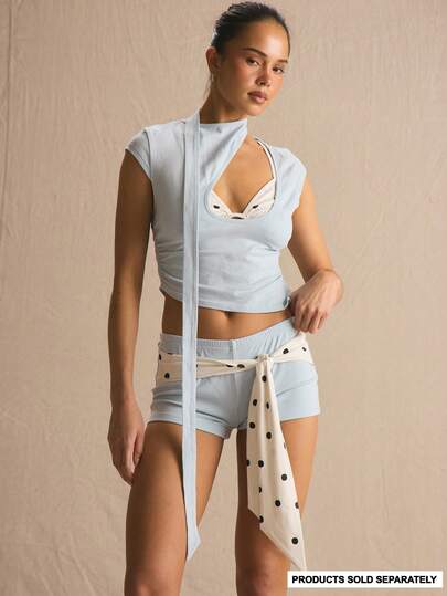 MUSERA Asymmetric Double Layered Polka Dot Top Only Spring Summer Cosy Cute Daily Girly Vacation Sunlight Social